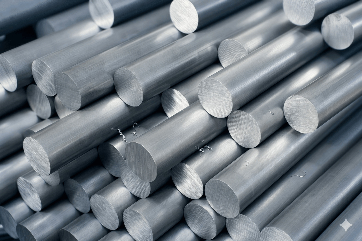 Barres rondes en aluminium et acier — matières travaillées par VIKTECH